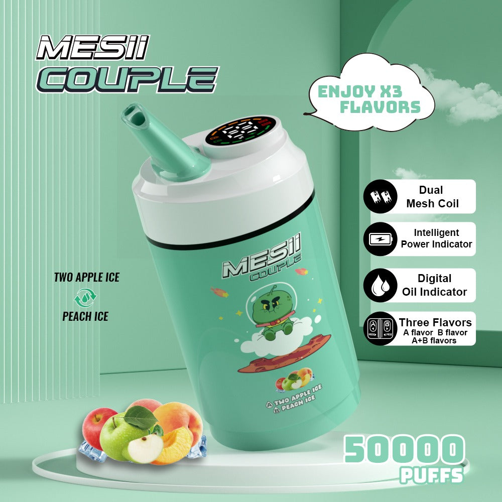 Mesii Couple - Dual Flavor Vape 50,000 Puffs 5% Nicotine Disposable Rechargeable
