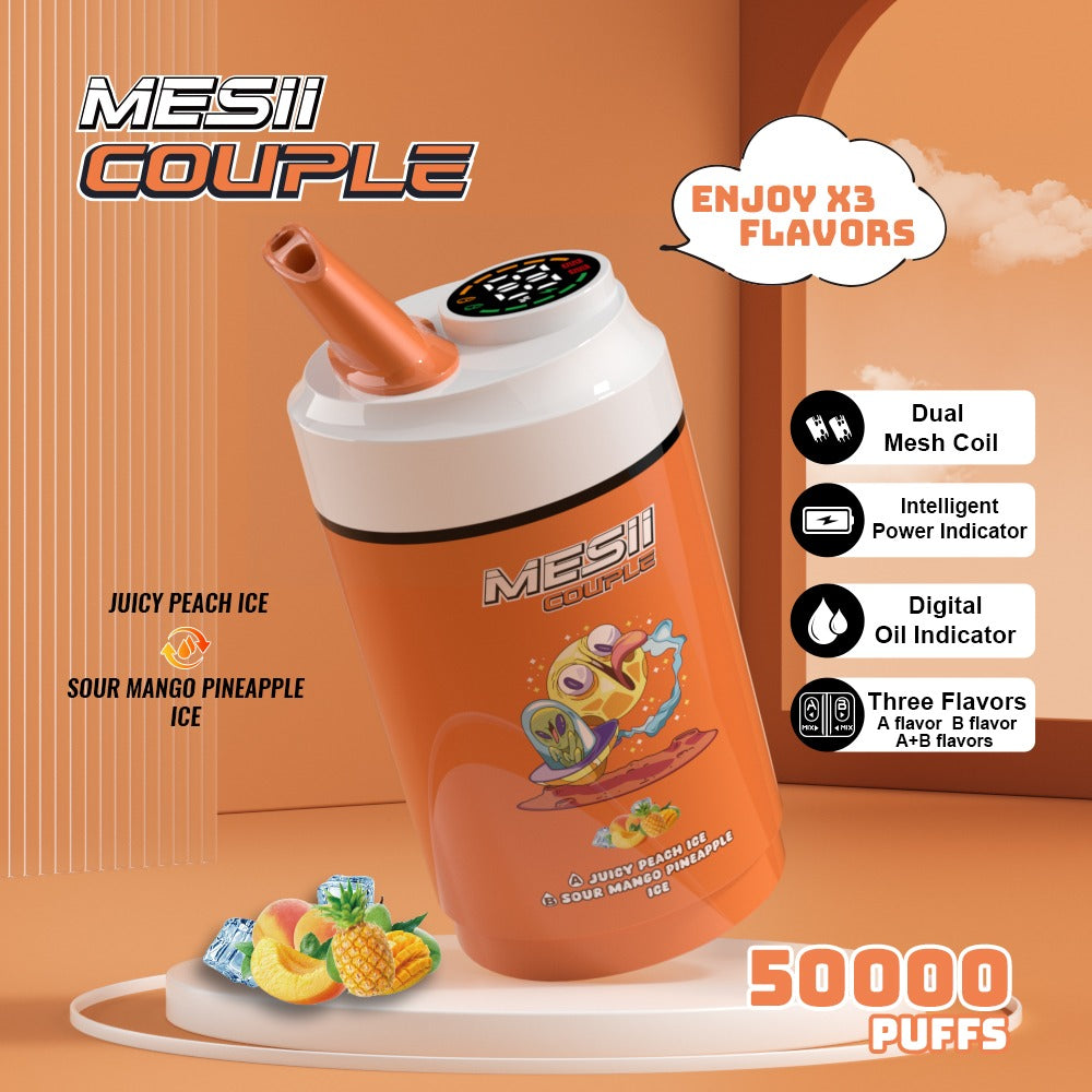 Mesii Couple - Dual Flavor Vape 50,000 Puffs 5% Nicotine Disposable Rechargeable