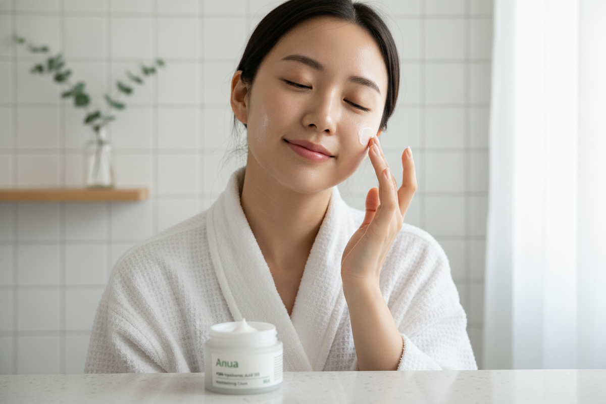 Glowing skin with anua pdrn hyaluronic acid 100 moisturizing cream for affordable self-care routines
