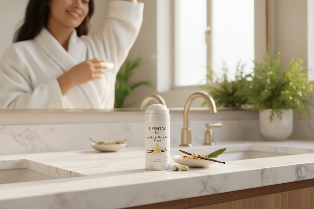 Deodorant vanilla and pistachio fresh that lasts for daily confidence in your self-care routine