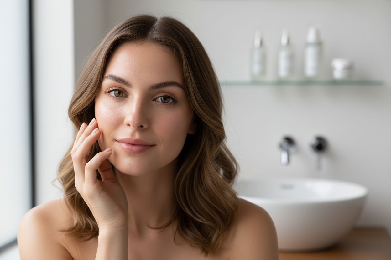 Glowing skin illustrating lumen meaning in skincare for radiant, healthy beauty routines at home