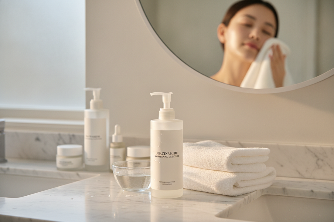 Niacinamide brightening cleanser for radiant skin, perfect for affordable and gentle daily skincare routines