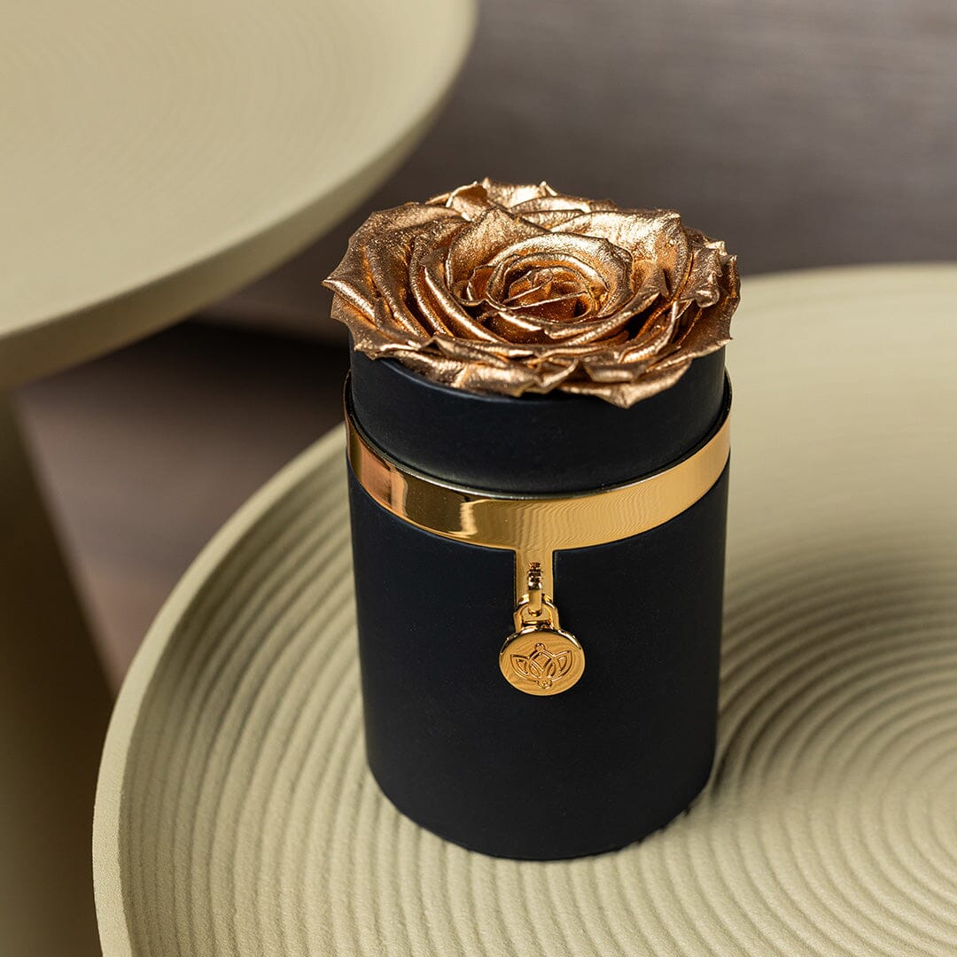 One in a Million™ Round Black Box | Charm Edition | Gold Rose