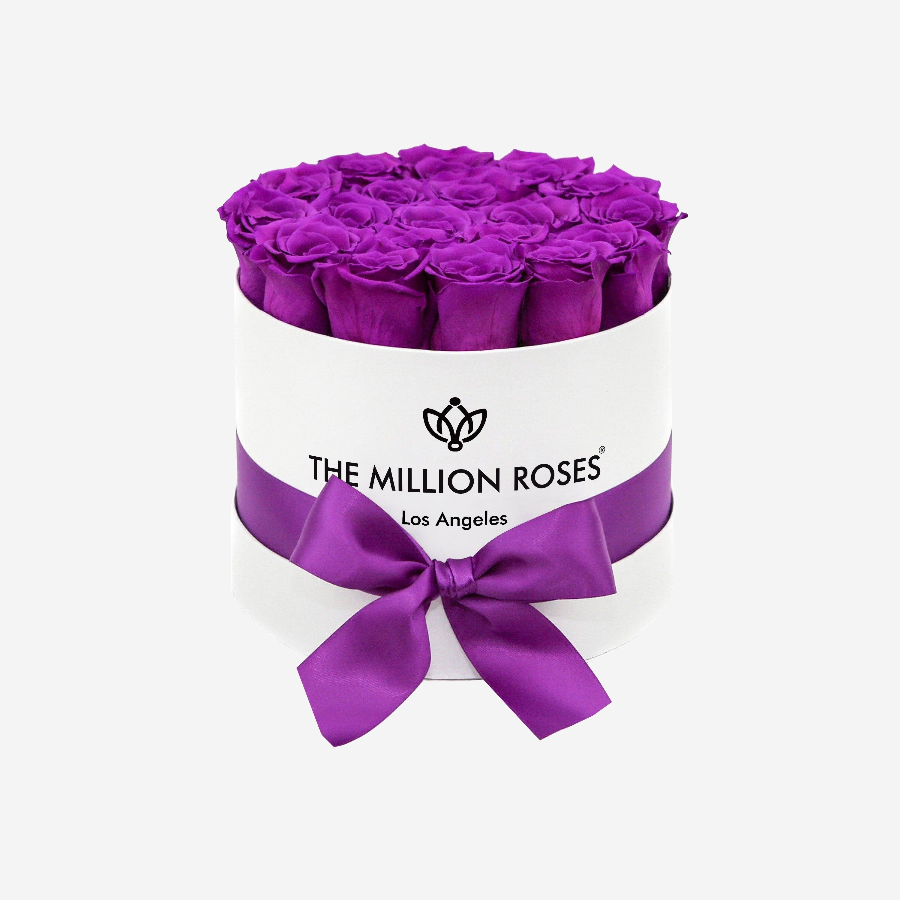 Classic White Box | Bright Purple Roses
