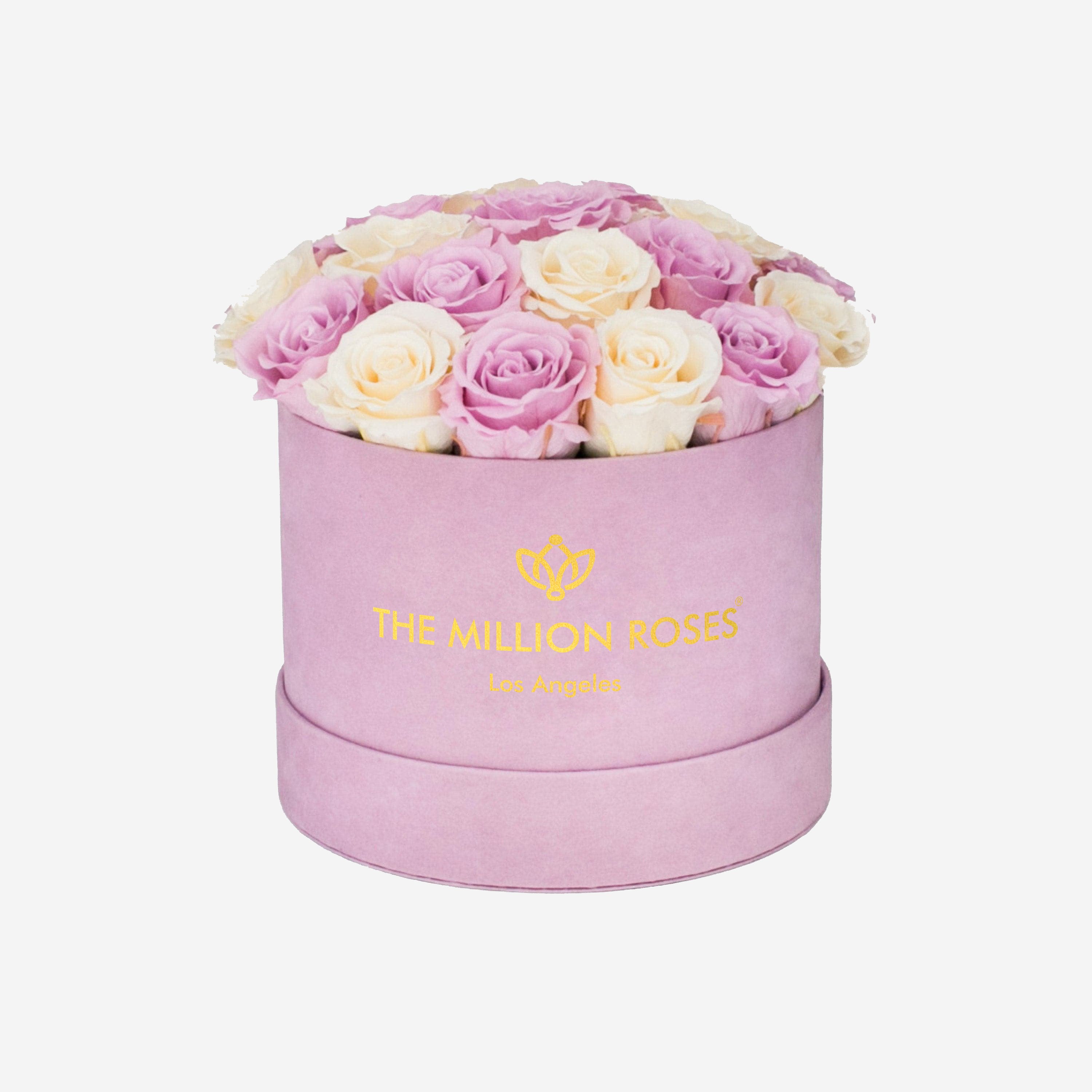 Classic Light Pink Suede Dome Box | White & Pink Roses