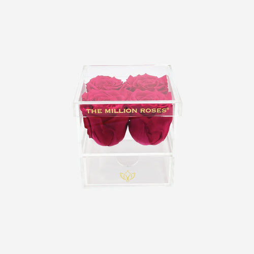 Acrylic 4 Drawer Box | Hot Pink Roses
