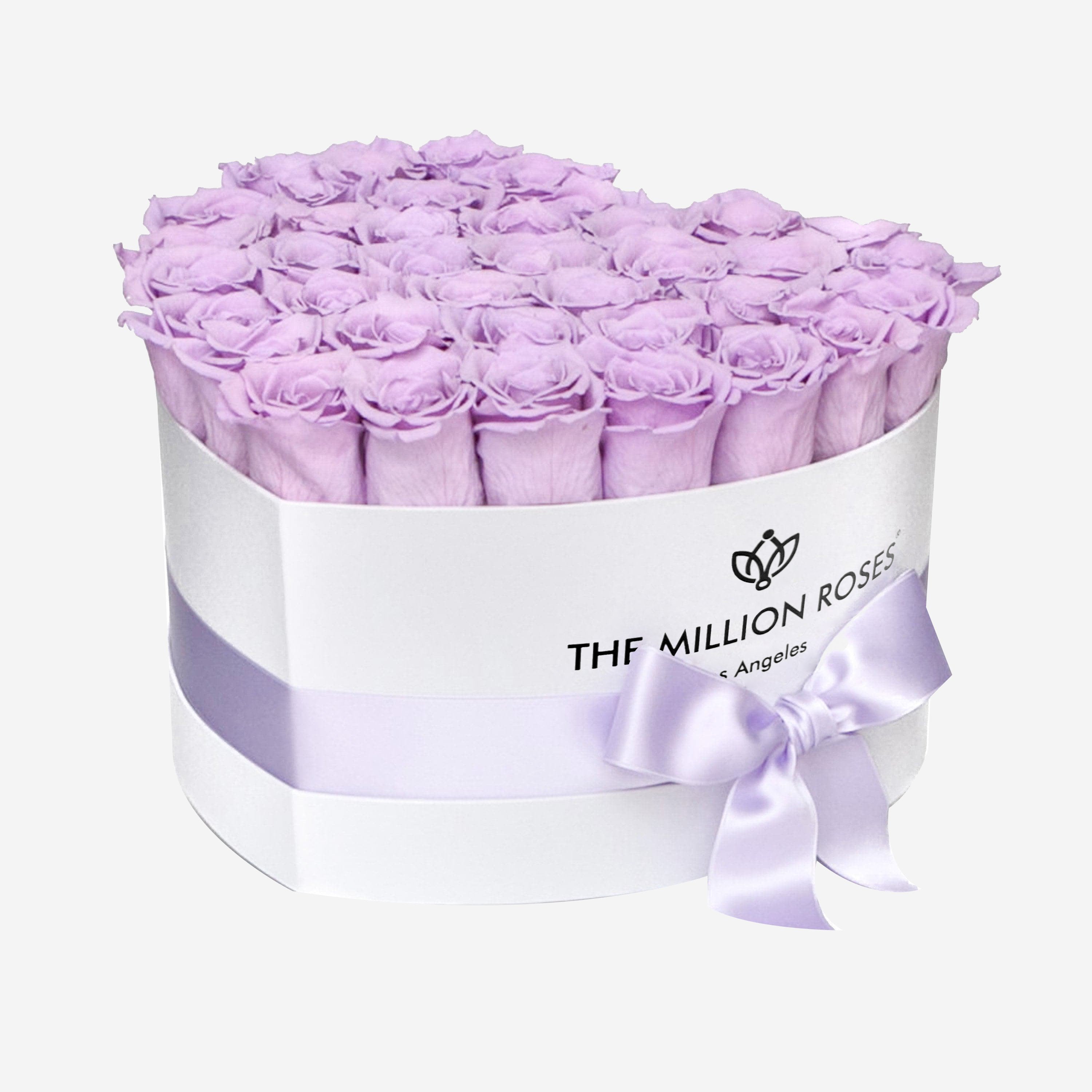 Heart White Box | Lavender Roses