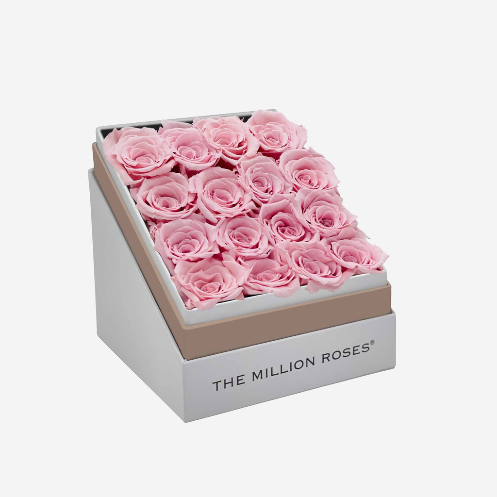 Square White Box | Light Pink Roses