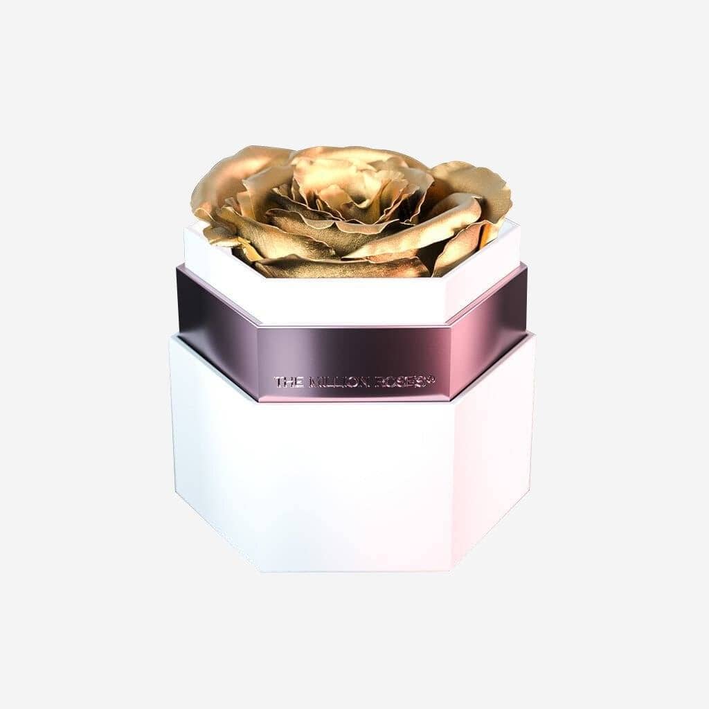 One in a Million™ White Hexagon Box | Gold Rose