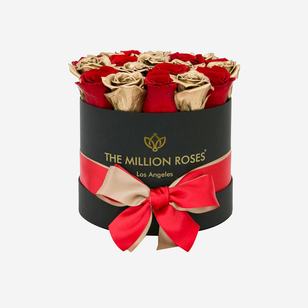 Classic Black Box | Red & Gold Roses