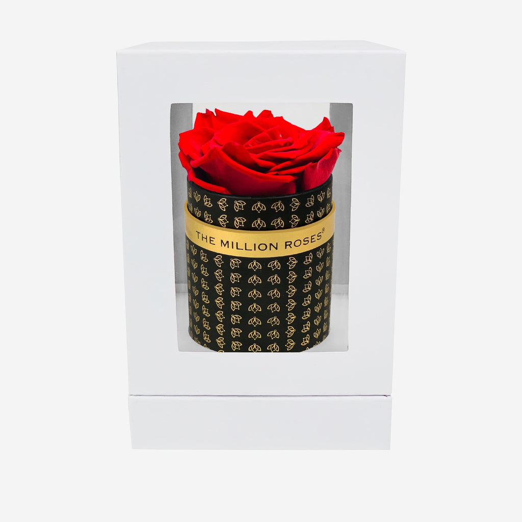 Single Black Monogram Box | Red Rose