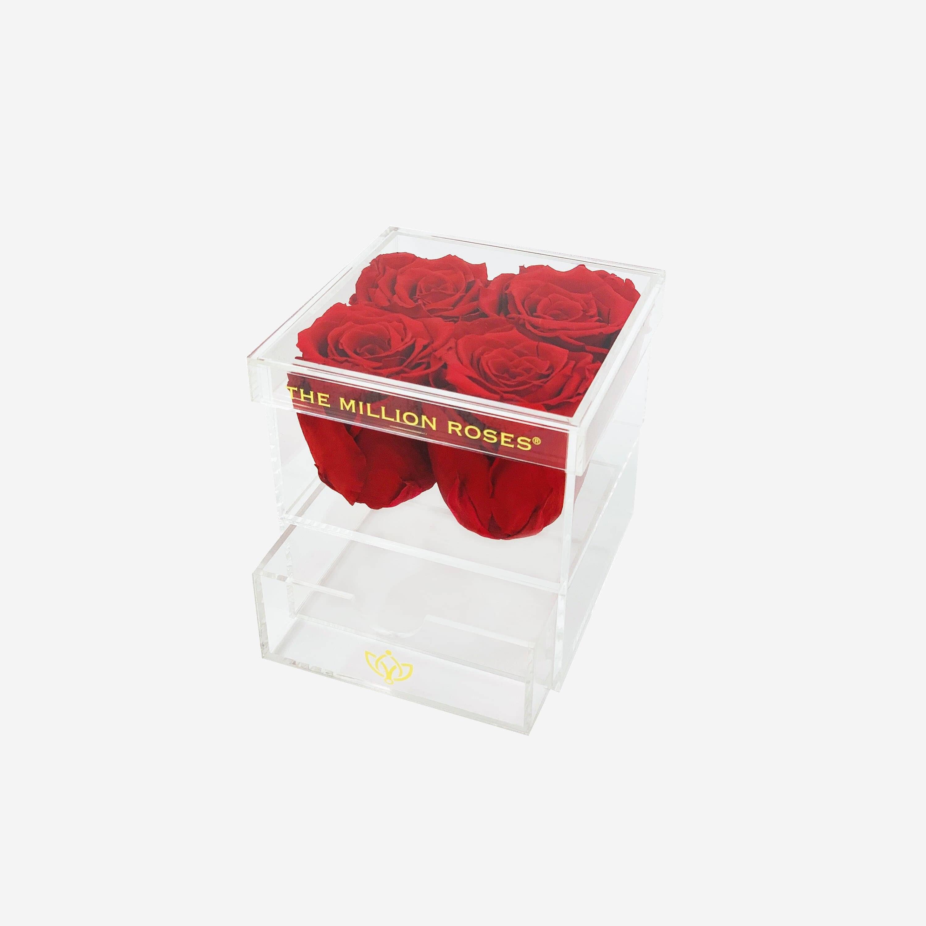 Acrylic 4 Drawer Box | Red Roses