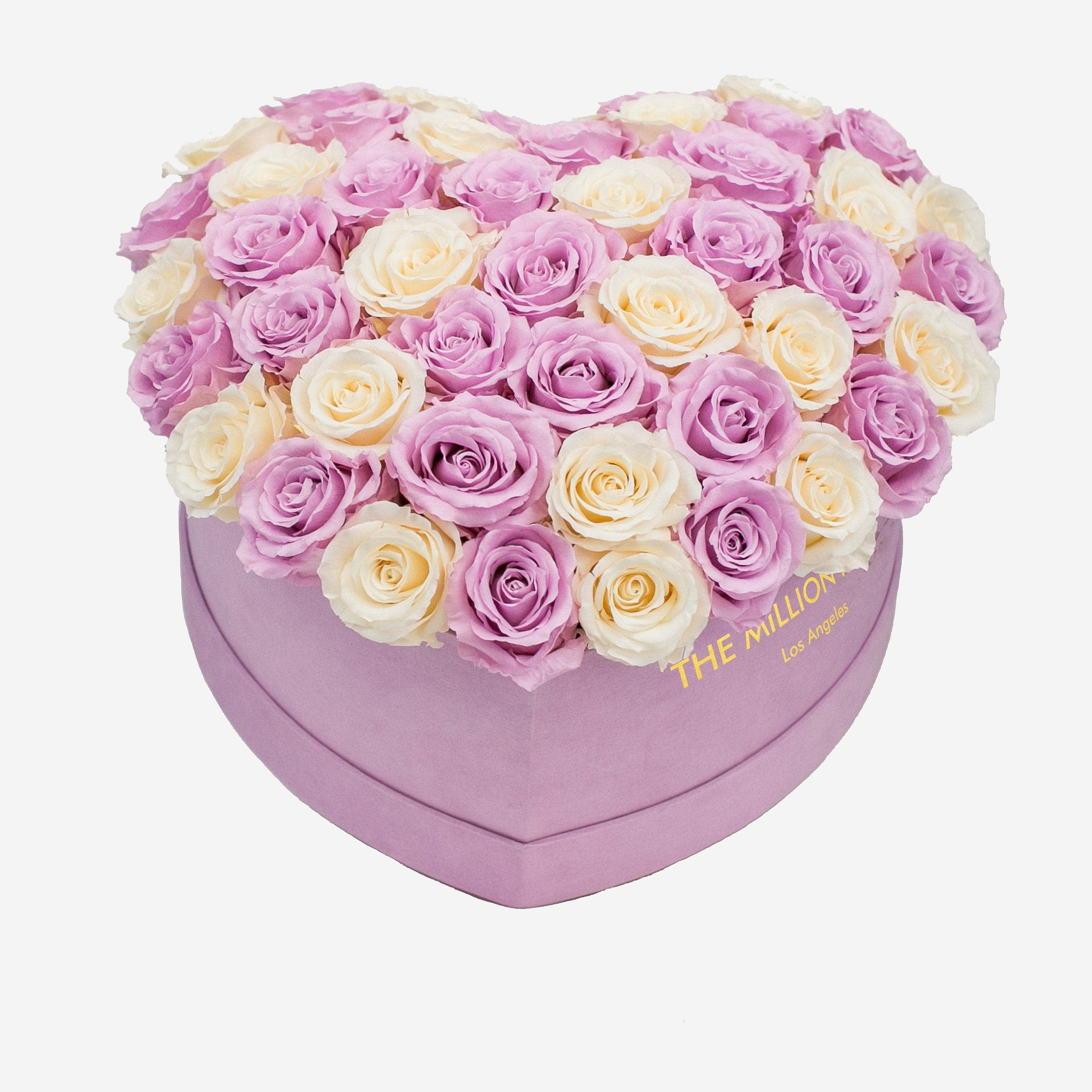 Heart Light Pink Suede Box | Light Pink & Ivory Roses