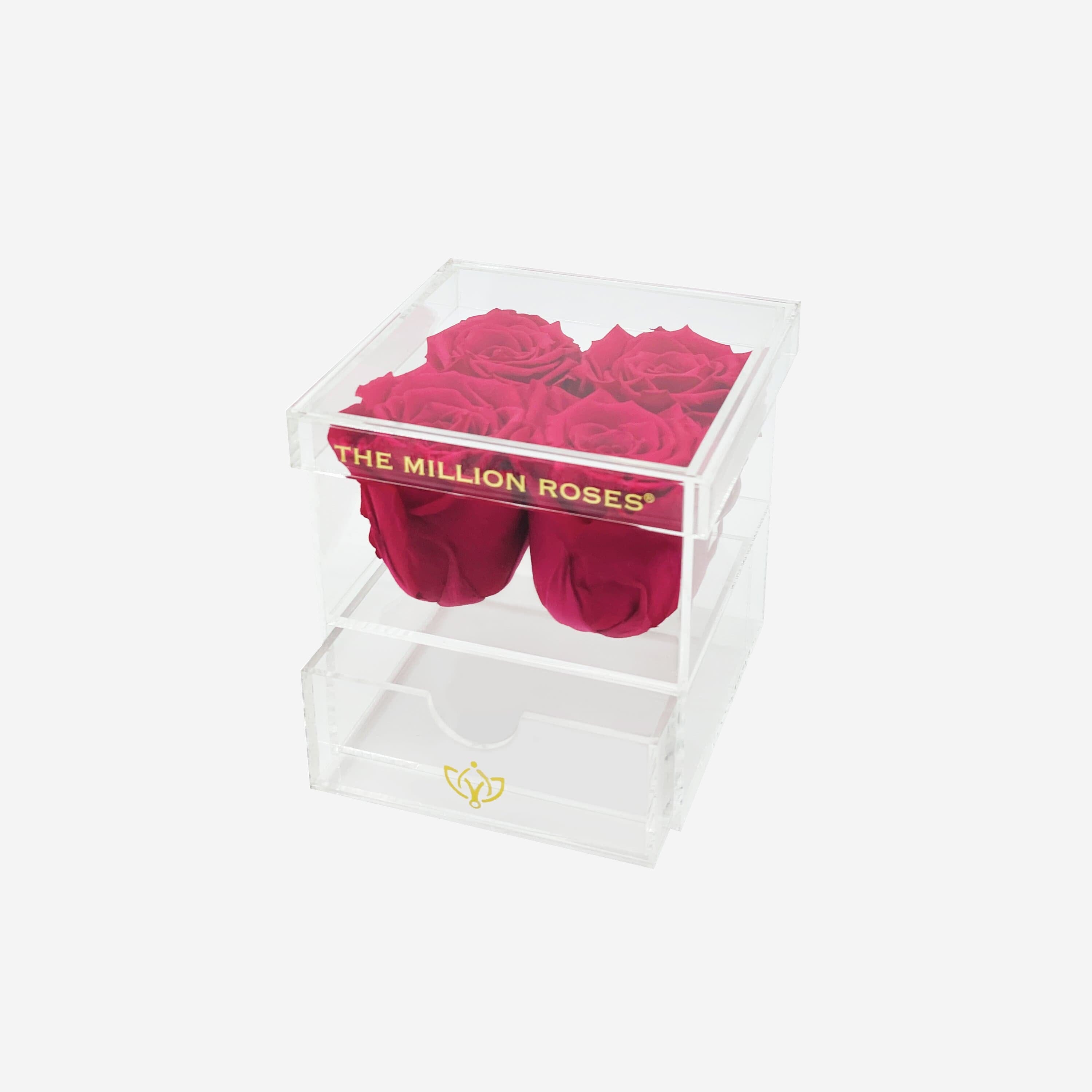 Acrylic 4 Drawer Box | Hot Pink Roses