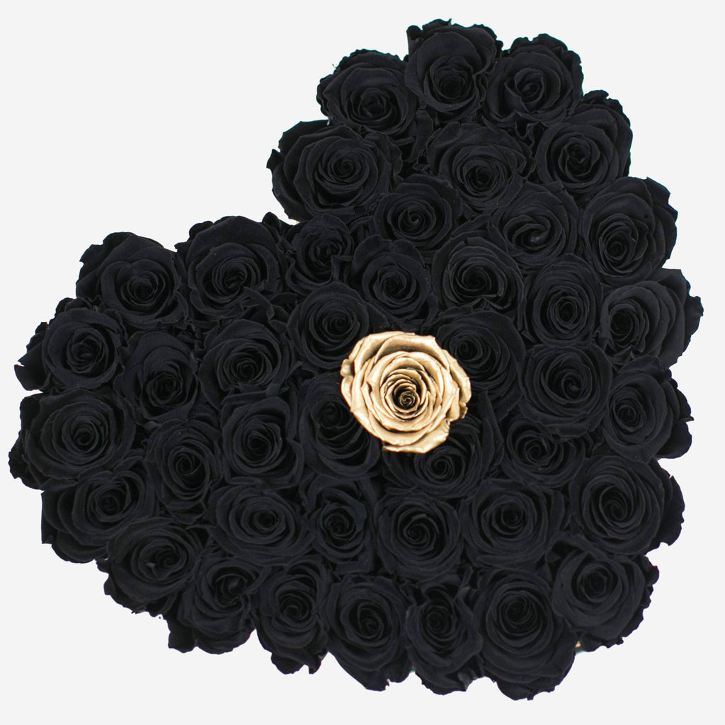 Heart Gold Box | Black & Gold Roses
