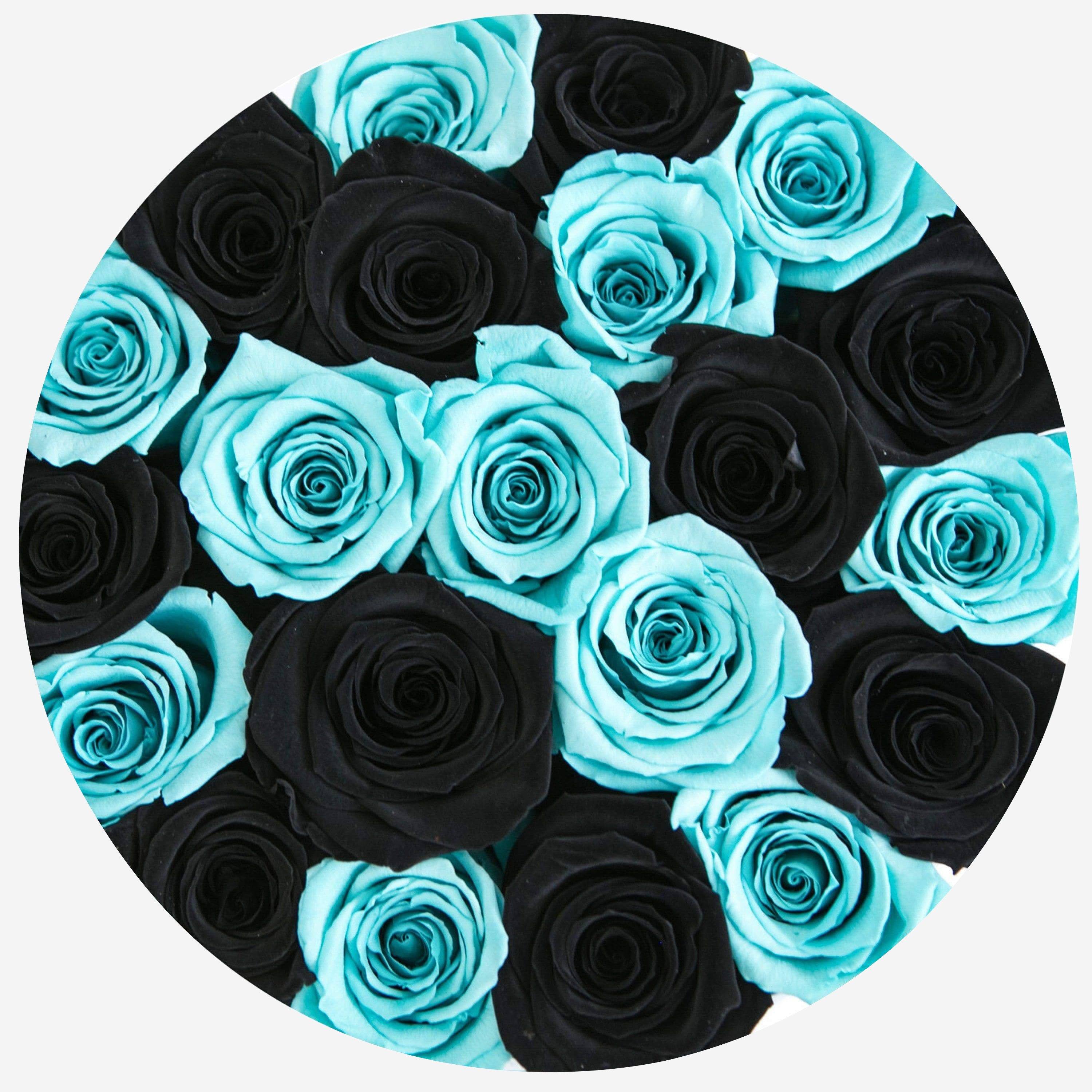 Classic White Box | Black & Turquoise Roses
