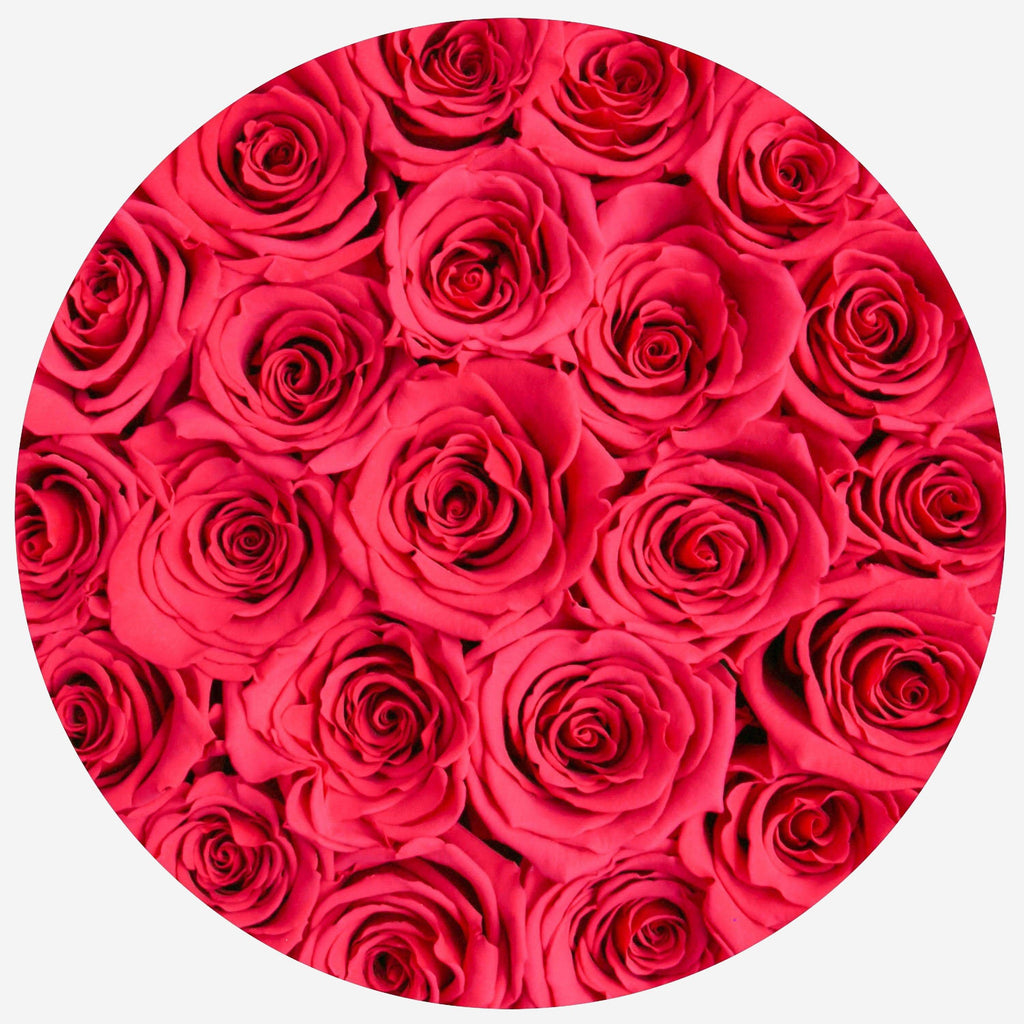 Classic White Box | Hot Pink Roses