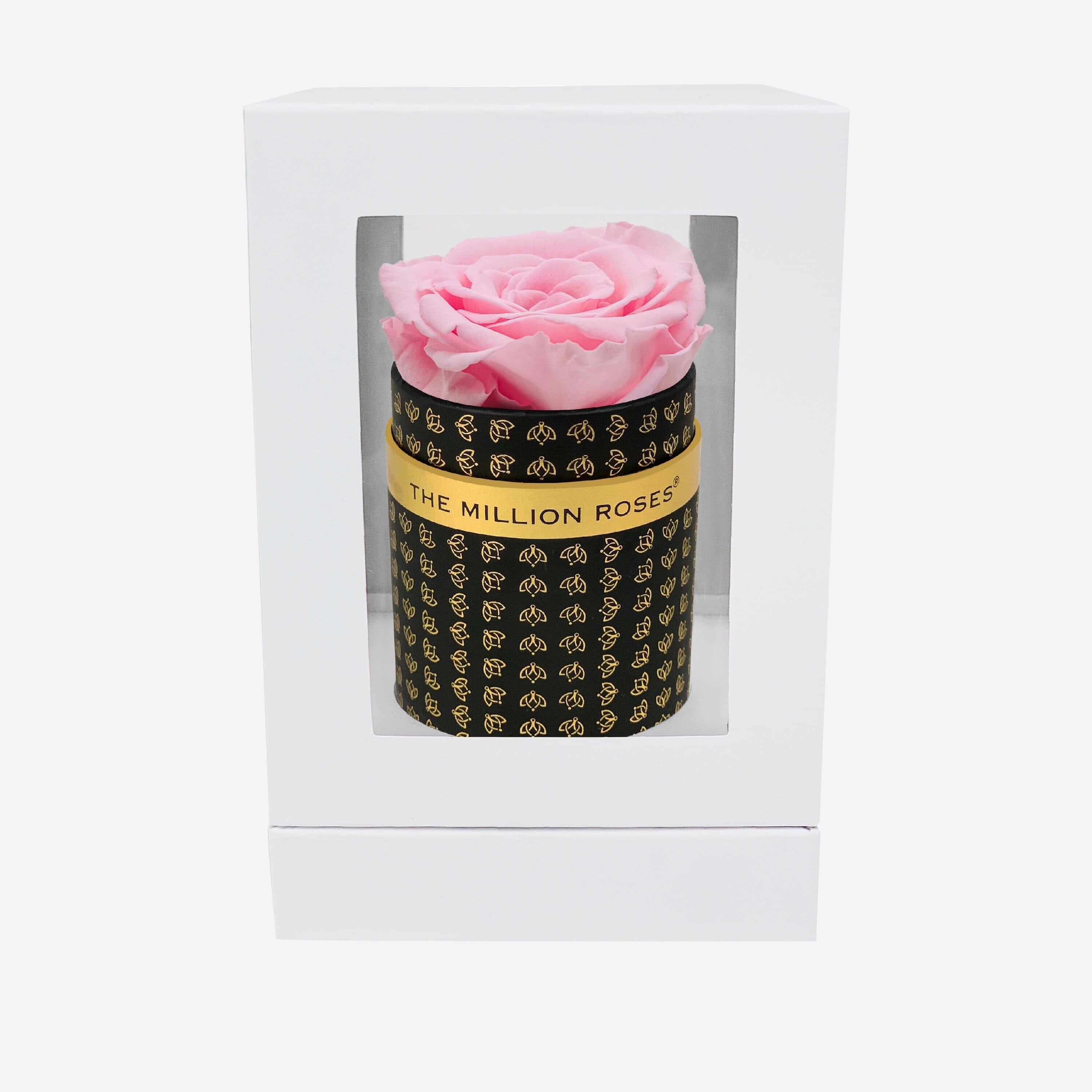 Single Black Monogram Box | Light Pink Rose