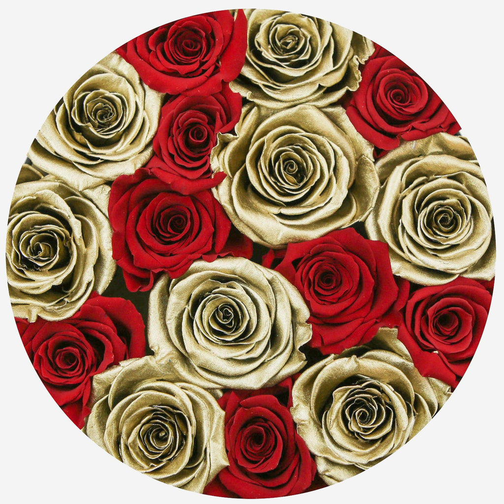 Classic Black Box | Red & Gold Roses