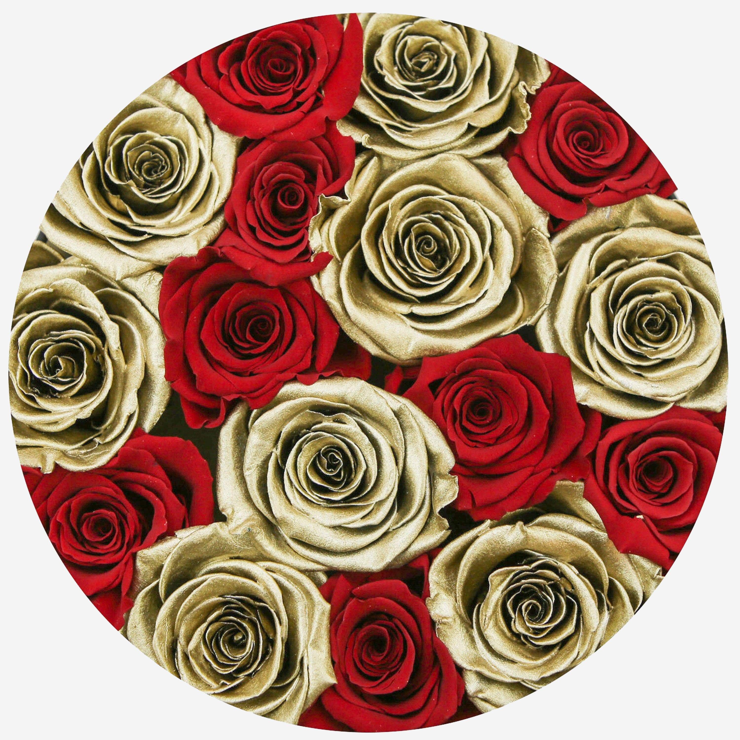 Classic Black Box | Red & Gold Roses