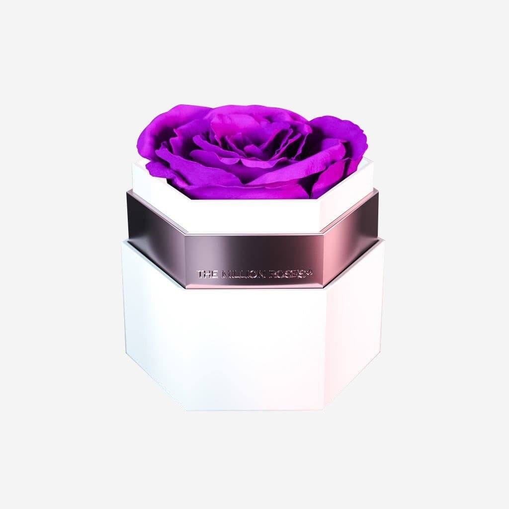One in a Million™ White Hexagon Box | Bright Purple Rose