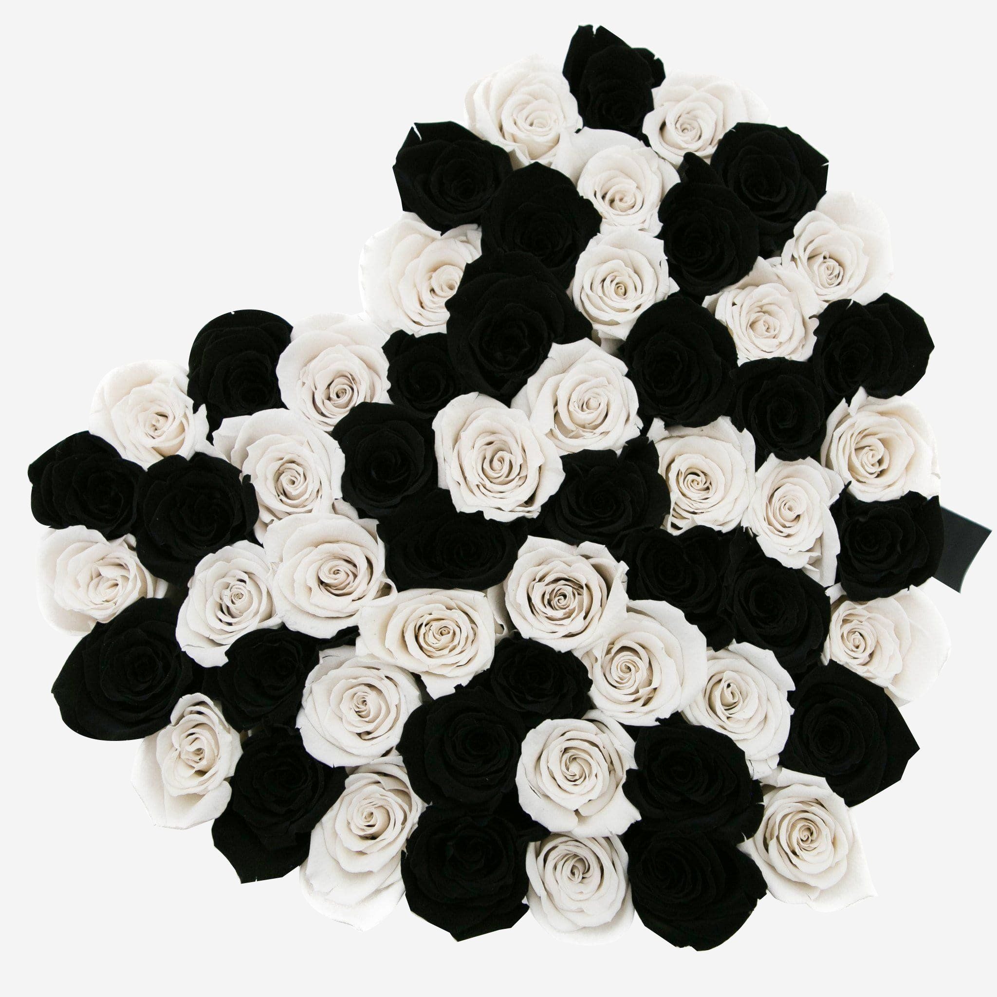 Heart White Box | Black & White Roses