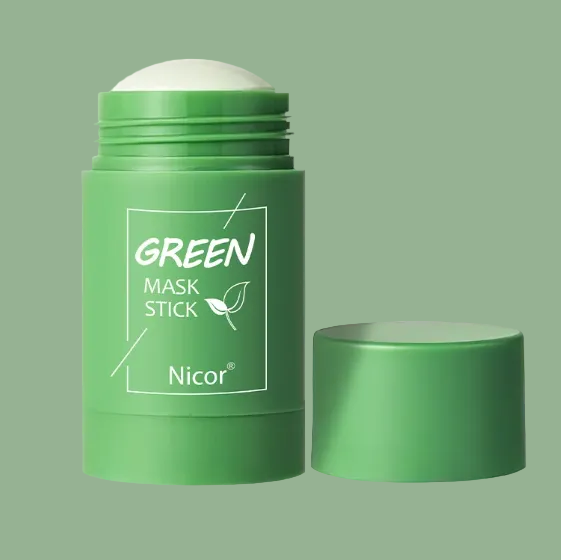 Green mask stick with Nicor branding on a white background