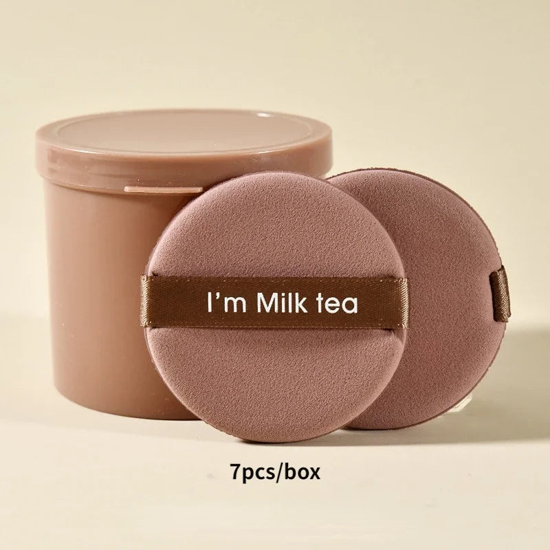 Soft 7Pcs Round Refill Air Cushion Makeup Puff Cosmetic Sponge Puff for Cushion Bb Cream Foundation with Containers