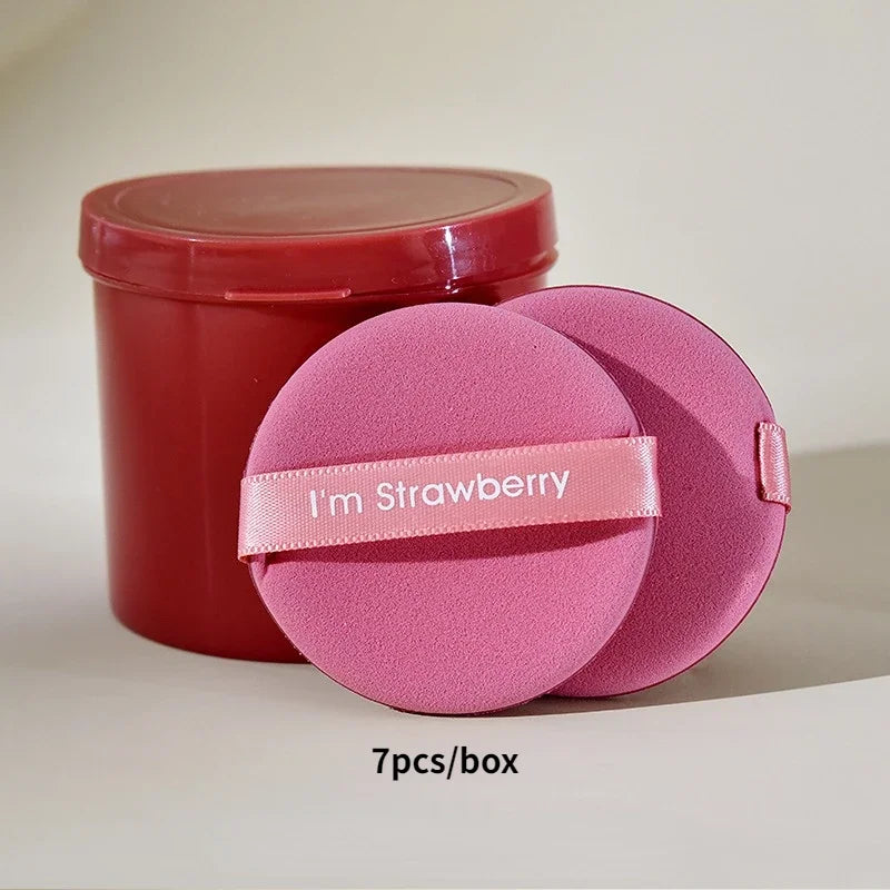 Soft 7Pcs Round Refill Air Cushion Makeup Puff Cosmetic Sponge Puff for Cushion Bb Cream Foundation with Containers