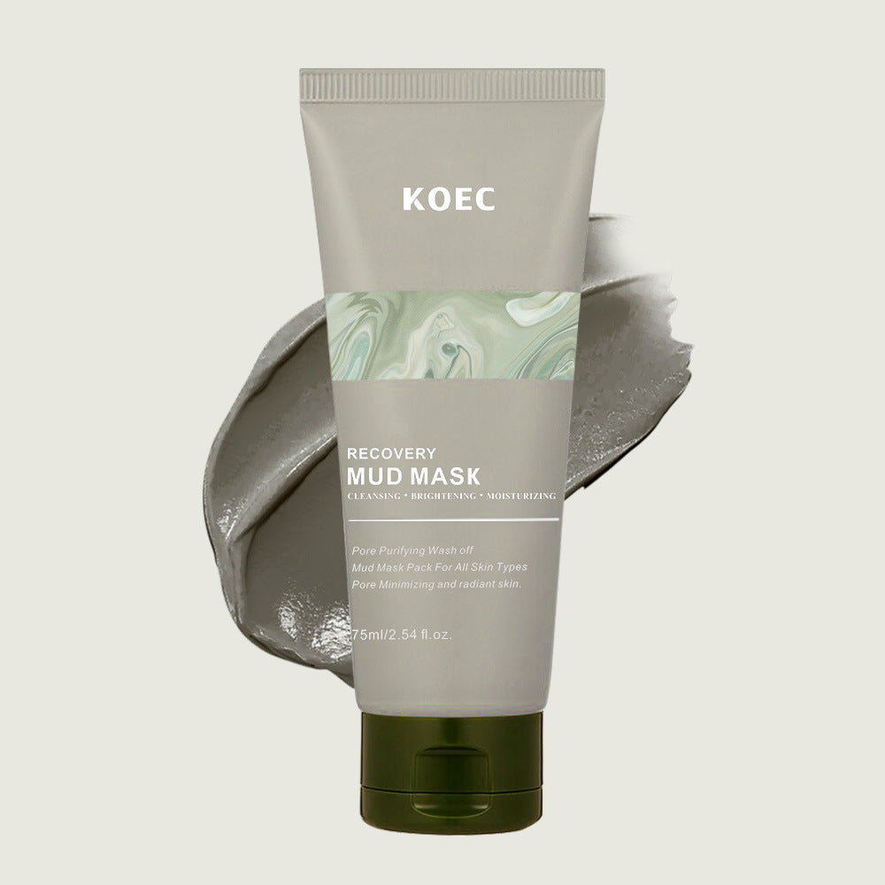 KOEC Recovery Mud Mask packaging on a light gray background