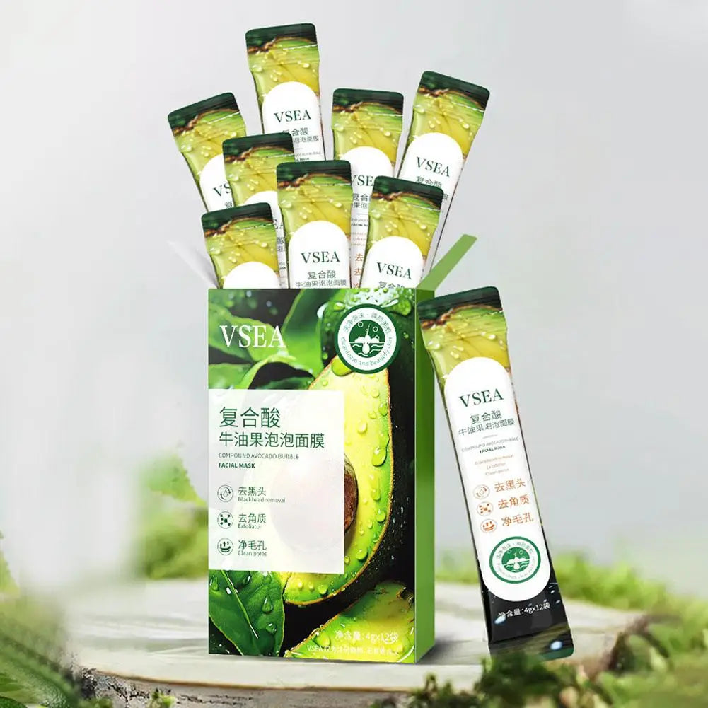 VSEA facial mask packaging with green and white design on a light gray background