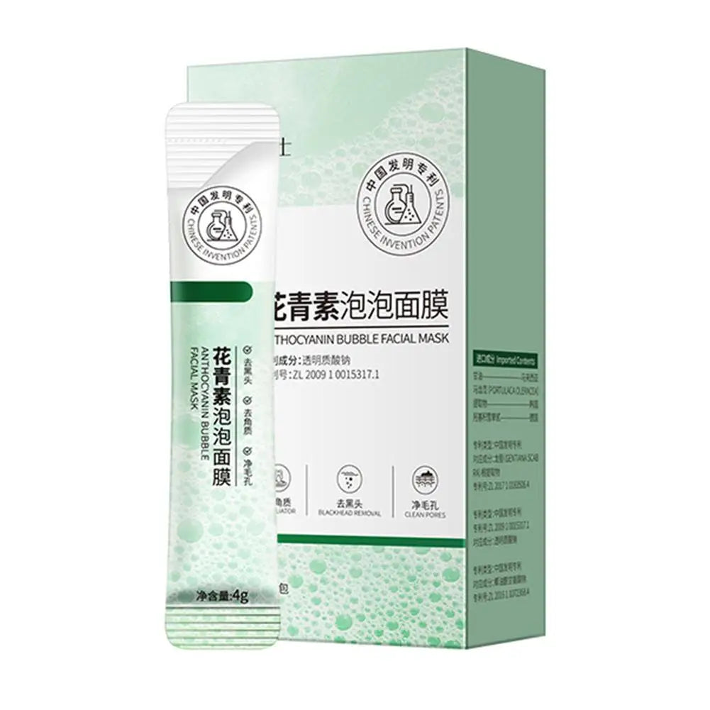 Anthocyanin Bubble Face Mask 12PCS – Pore Shrinking, Blackhead Removal, Deep Cleansing & Hydrating Facial Mud Mask