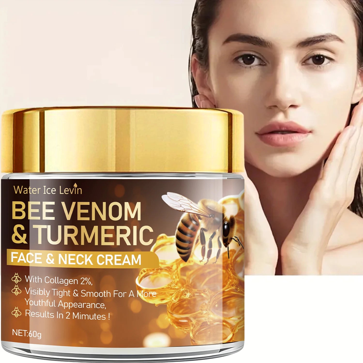 Bee Venom Firming and Lifting Cream - Hydrating Formula with Vitamin A, Collagen, Niacinamide and Vitamin E, Dry Appearance, Enhances Radiance