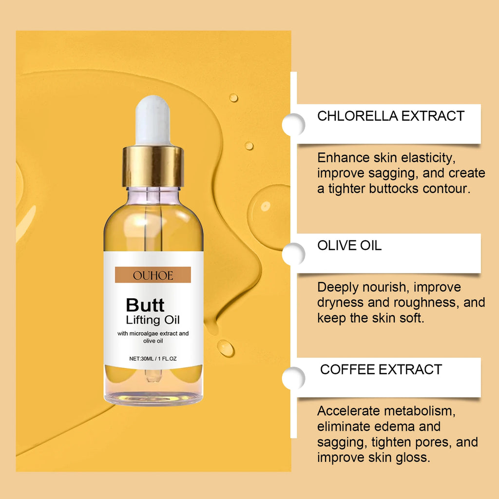 Buttock Enlargement Oil Hip Lifting Growth Firming Nourishing Moisturize Skin Tighten Pores Enhance Elasticity Body Massage Care