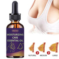 Bottle of Trstay moisturizing care essential oil with a woman's chest in the background