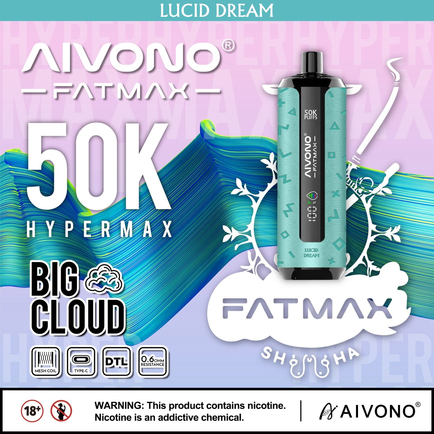 Aviono Fatmax - Vape 50,000 Puffs 5% nicotine Disposable Rechargeable