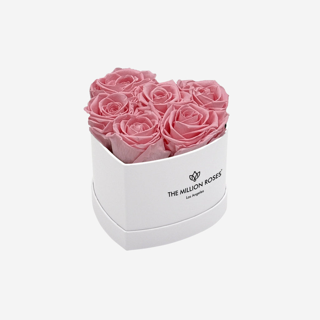 Baby Heart White Box | Light Pink Roses