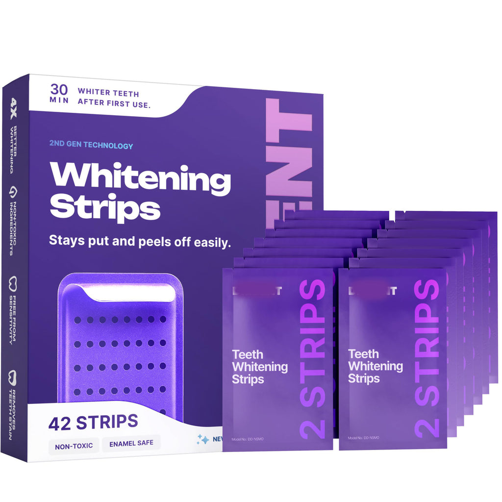 DRDENT Purple Teeth Whitening Strips - 7/21 Whitening Sessions - Safe for Enamel - Non Sensitive Teeth Whitening - Peroxide-Free