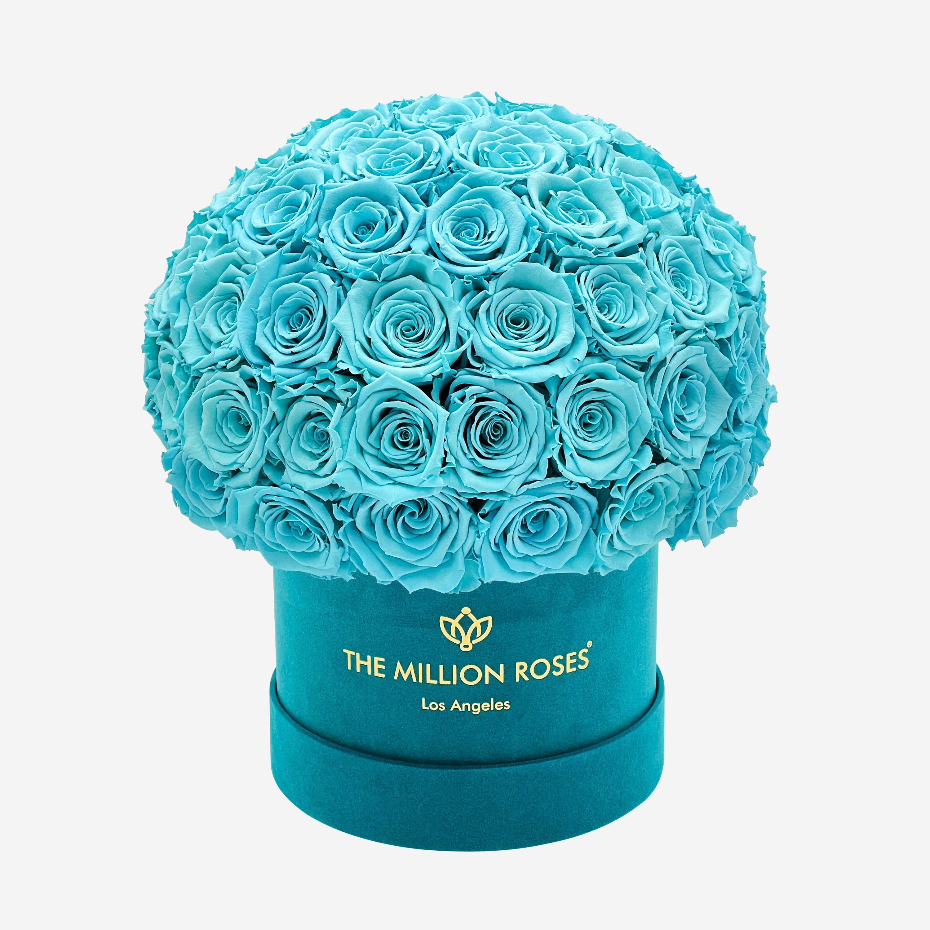 Classic Dark Green Suede Superdome Box | Turquoise Roses