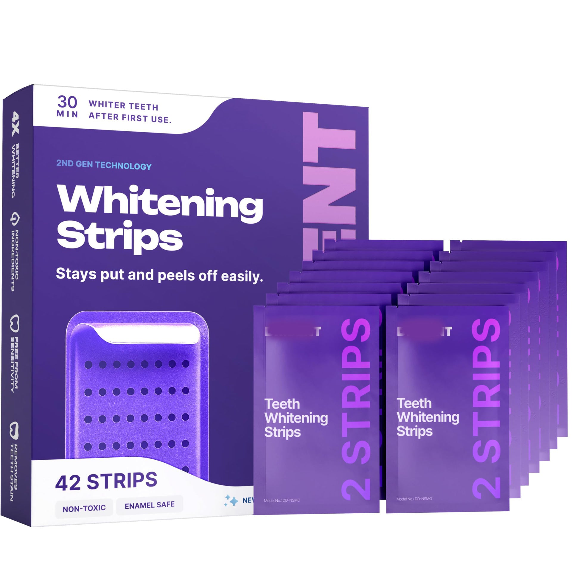 DRDENT Purple Teeth Whitening Strips - 7/21 Whitening Sessions - Safe for Enamel - Non Sensitive Teeth Whitening - Peroxide-Free