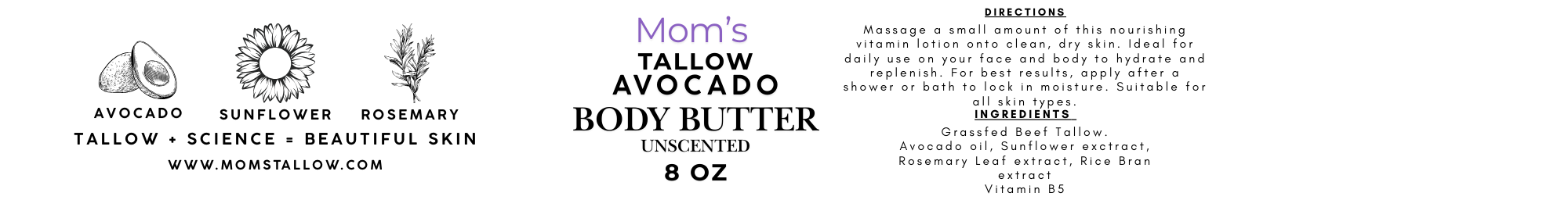 Avocado Tallow Body Butter (8 oz)